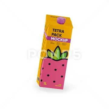 Tetra Pack Juice &amp; Milk Box Mockup Modèle PSD