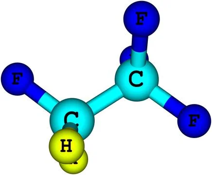 Tetrafluoroethane molecule isolated on white Stock Illustration