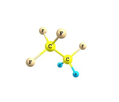 Tetrafluoroethane molecule isolated on white Stock Illustration