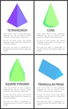 Tetrahedron Cone Square Pyramid Triangular Prism Stock Illustration