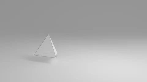 Tetrahedron, Platonic solid, transparent white on grey background, 4k 30fps Vídeos de archivo 87191069