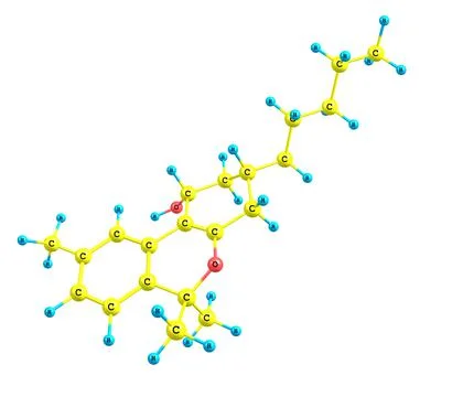 Tetrahydrocannabinol molecular structure on white background Stock Illustration