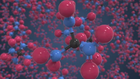 Tetranitromethane molecule made with balls, isolated molecular model. Looping 3D Stock Footage 164356644