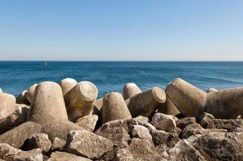 Tetrapod breakwater Stock Photos