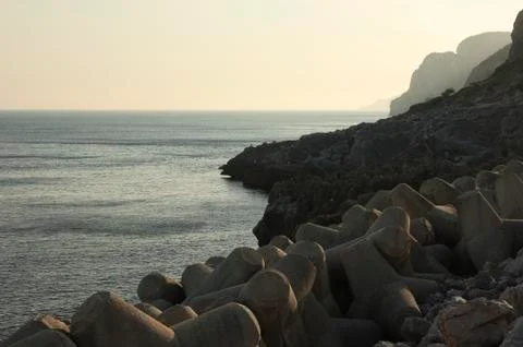 Tetrapod breakwater Stock Photos