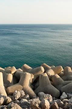 Tetrapod breakwater Stock Photos