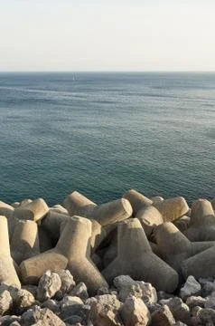 Tetrapod breakwater Stock Photos