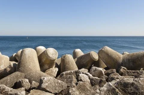Tetrapod breakwater Stock Photos
