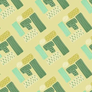 Tetris abstract seamless pattern. Rectangle shapes in green, blue colors on s イラスト素材