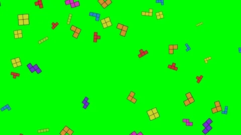 Tetris bricks flying in random directions. Flying retro computer game assets. Vidéo 146260175