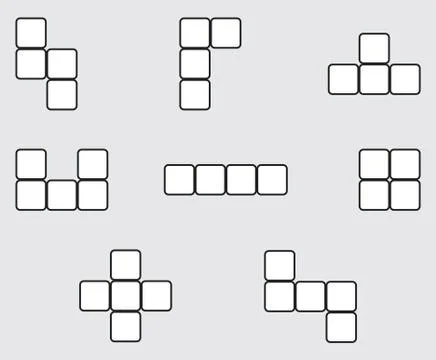 Tetris element set linear design Stock Illustration