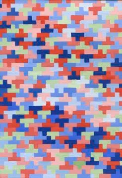 Tetris elements. Brick pieces. Game background illustration. Watercolor corof Stock Illustration