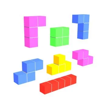 Tetris game 3D cubes Stock Illustration
