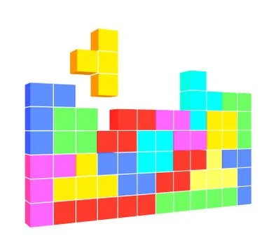 Tetris game 3D cubes Illustrazione stock