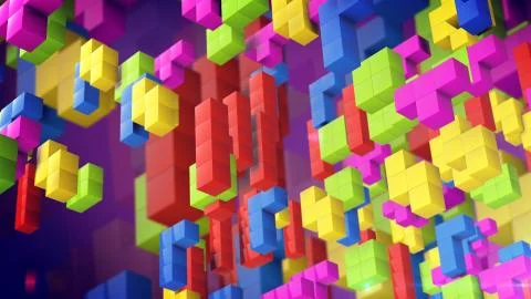 Tetris game figures fall down Stock Illustration