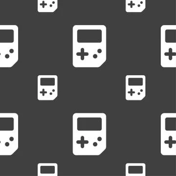 Tetris icon sign. Seamless pattern on a gray background. Vector Stock Illustration