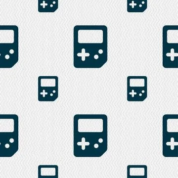 Tetris icon sign. Seamless pattern with geometric texture. Stock Illustration