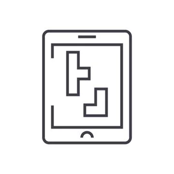Tetris vector line icon, sign, illustration on background, editable strokes Stock Illustration