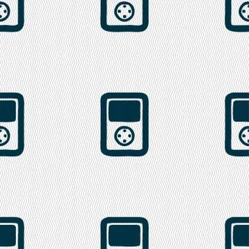 Tetris, video game console icon sign. Seamless pattern with geometric texture Stock Illustration