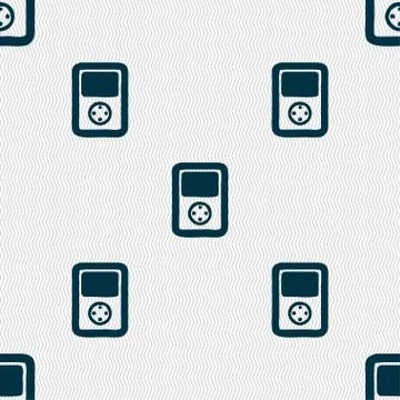 Tetris, video game console icon sign. Seamless pattern with geometric texture Stock Illustration