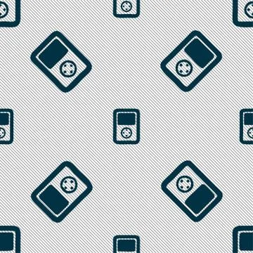Tetris, video game console icon sign. Seamless pattern with geometric texture Stock Illustration