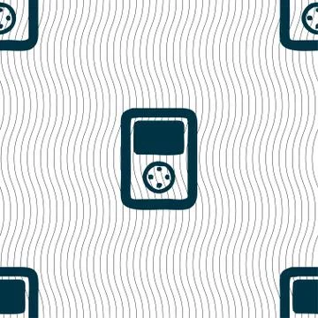 Tetris, video game console icon sign. Seamless pattern with geometric texture Stock Illustration