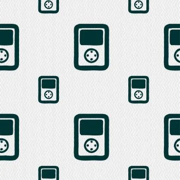 Tetris, video game console icon sign. Seamless pattern with geometric texture Stock Illustration