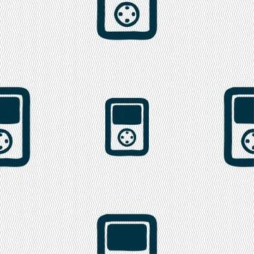 Tetris, video game console icon sign. Seamless pattern with geometric texture. Stock Illustration