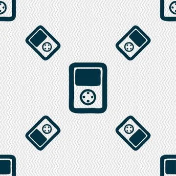 Tetris, video game console icon sign. Seamless pattern with geometric texture. Stock Illustration