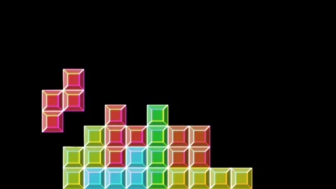Tetris Video Game Cubes in Alpha Channel Stock Footage 104434550