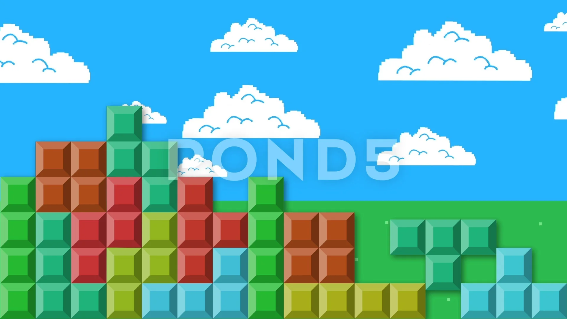 Tetris Game. Tetris Pixel Background. Arcade Game. Background of