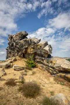 The Teufelsmauer (Devil's Wall) is a rock formation made of hard sandstones Foto stock