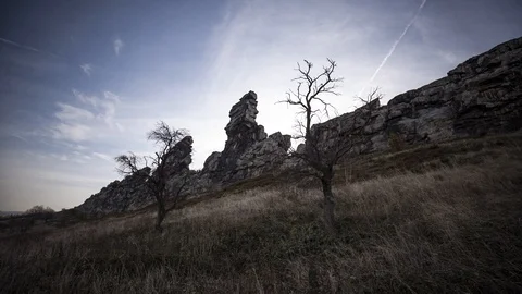 Teufelsmauer, Harz, Germany Stock Footage 123118616