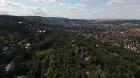 Teufelsmauer Stone Wall Panorama Forest Ridge Aerial Harz Germany Stockbeeldmateriaal 339215099