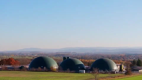Teutleben, thuringia, germany - 06 11 2025: a biogas energy plant 4k 25fps vi Stock Footage 320865173