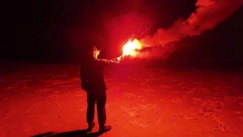 TEXAS - 1.12.2026 - US Coast Guardsmen train with flares on a Texas beach at Stock Footage 337719764
