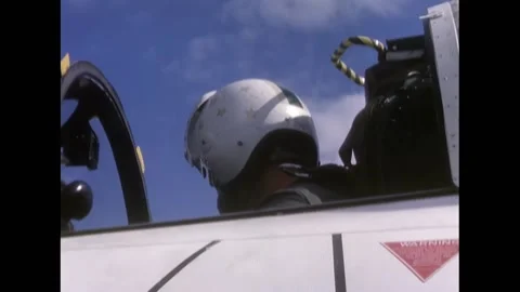TEXAS - 1968 - A NAVCAD pilot in the cockpit. The plane captain pulling up the Stock Footage 312794083
