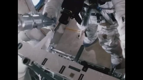 TEXAS - 1971 - An astronaut selects lunar hardware tools for a training exercise Stock Footage 340665895