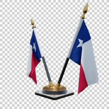 Texas 3d illustration flag on pole. Wood flagpole Stock Illustration