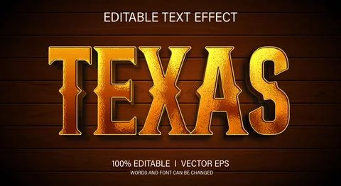 Texas 3d vector text effect with modern style design Stock Illustration