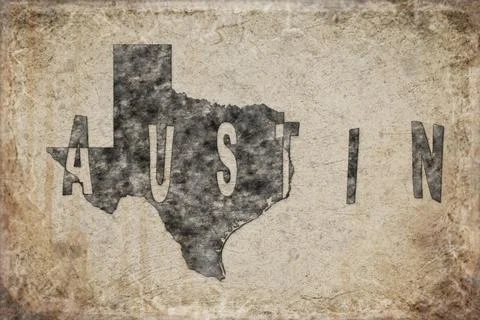 Texas Austin Map and Lettering Design Stock Photos
