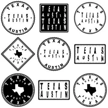 Texas Austin Seal Map Design Stock Illustration