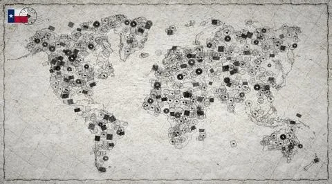 Texas Austin Stamp World Map Stock Illustration