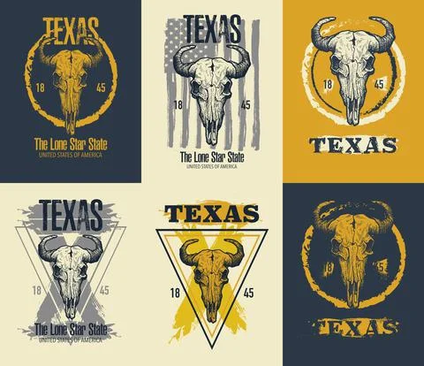 Texas buffalo tee print graphic Stock Illustration