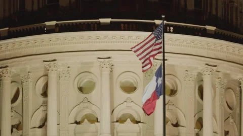 Texas Capital Flags Wave during Night Stock-Footage 299626328