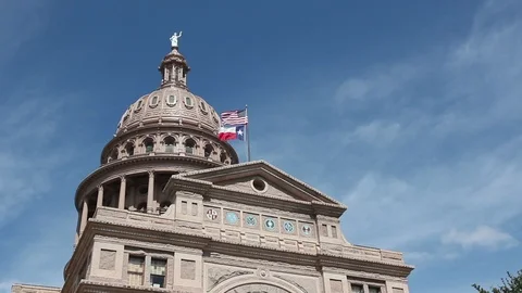 Texas Capitol and Flag Stock Footage 89306649