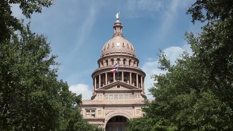 Texas Capitol and Flag Stock Footage 89306651