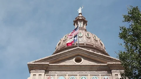 Texas Capitol and Flag Stock Footage 89306654