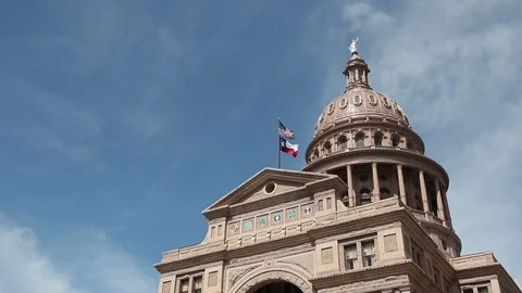 Texas Capitol and Flag Stock Footage 89306658