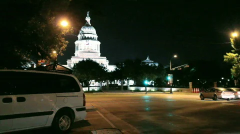 Texas Capitol Night Stock Footage 584247